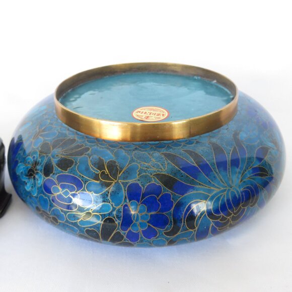Jingfa Cloisonne Blue and Gold Floral Bowl and Stand Vintage Chinese........325 - Picture 10 of 10